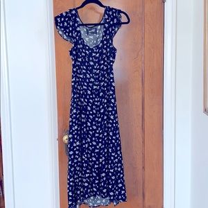 Reformation Black midi-Dress with White flowers